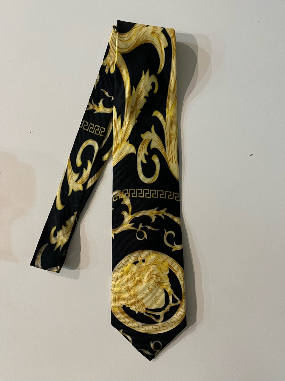 Vintage Versace Black and Gold Medusa tie